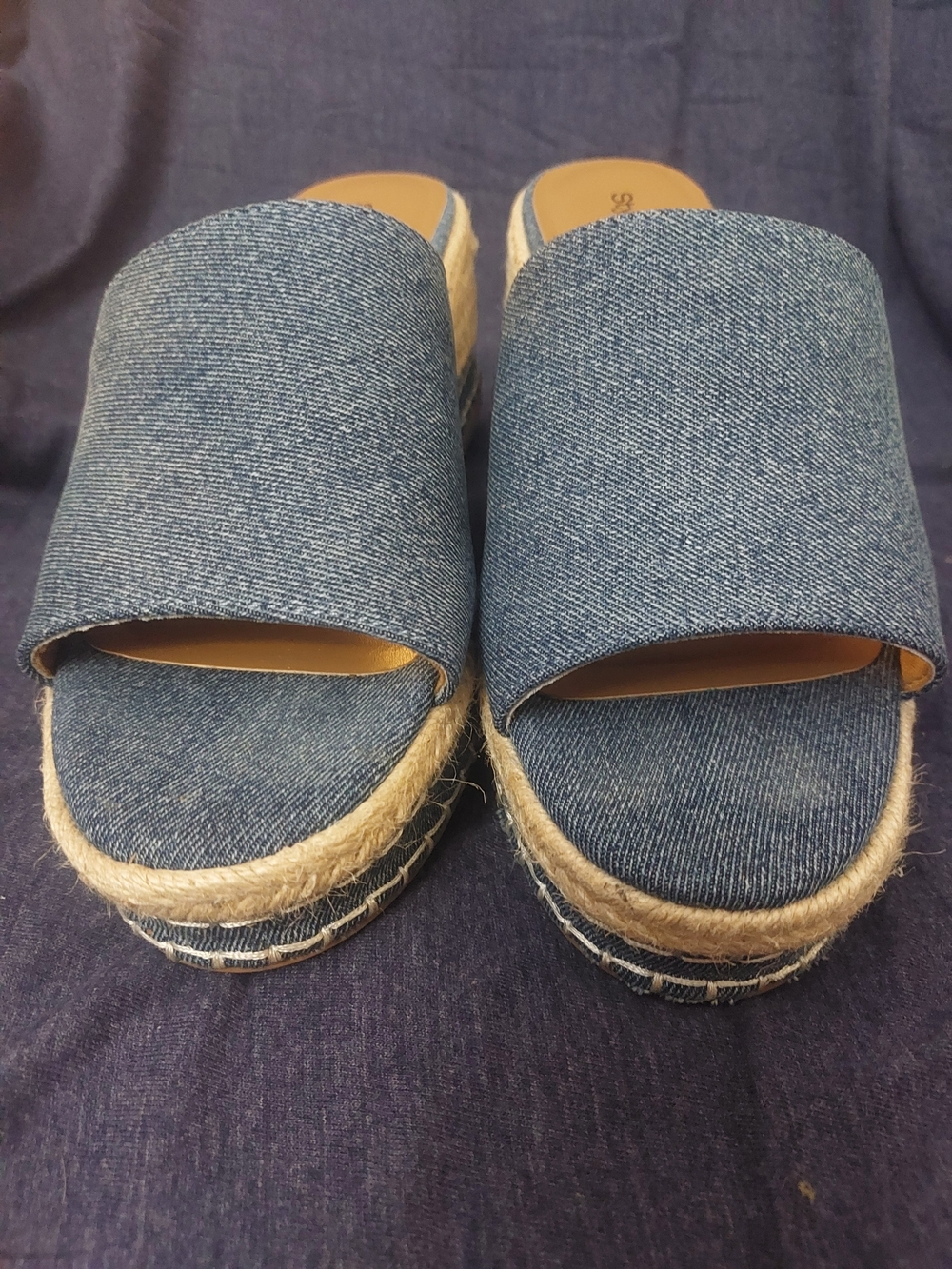 Style & Co. Denim Slide Wedge Sandals - BluePic. Sz 8 - Picture 2 of 9